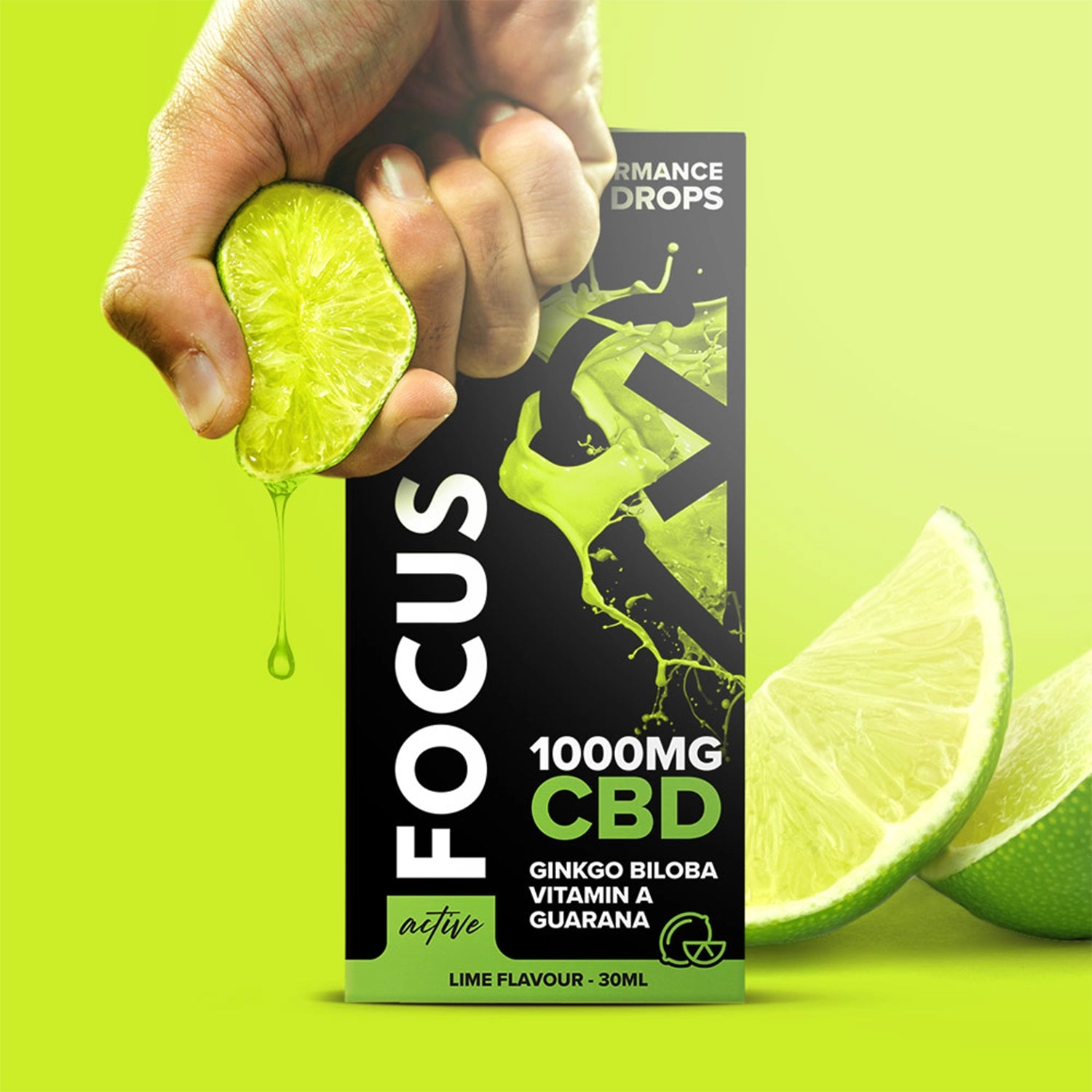 Active: Focus CBD Oil Lime Flavour Drops 30ml - clearance