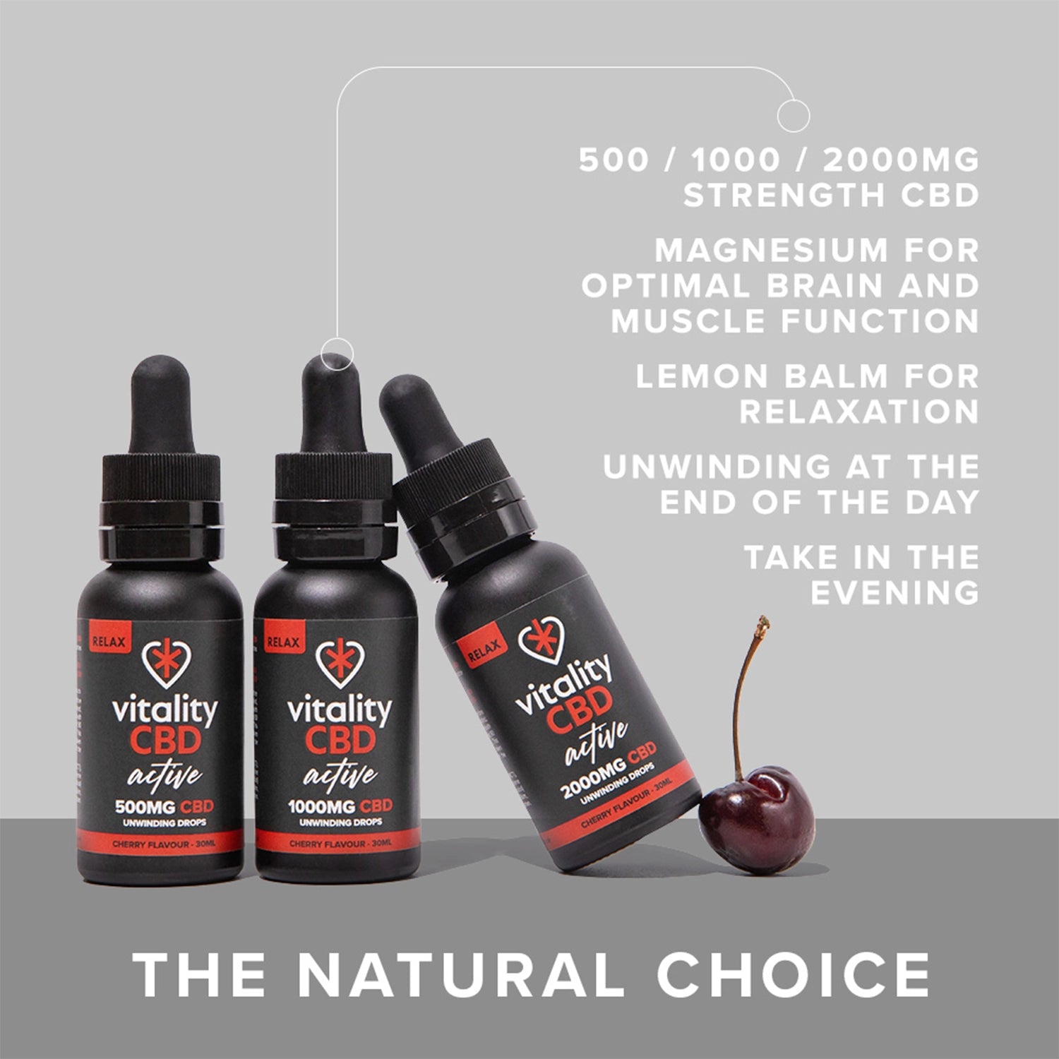 Active: Relax CBD Oil Cherry Flavour Drops Vitality CBD Active: Relax CBD Oil Cherry Flavour Drops Vitality CBD