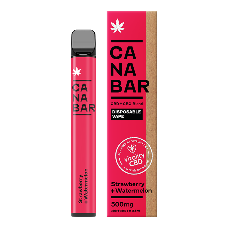 CBD Disposable Vape Pen Strawberry + Watermelon Flavour.