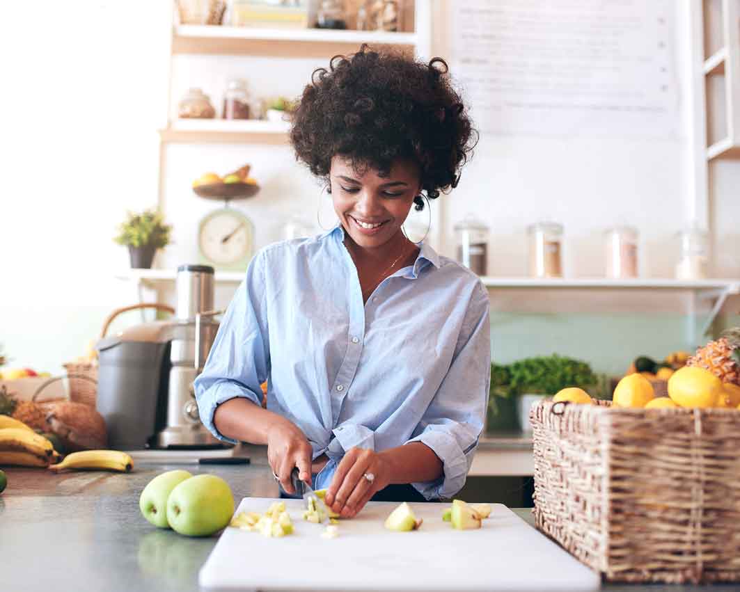 Woman Calmly Preparing Healthy Food